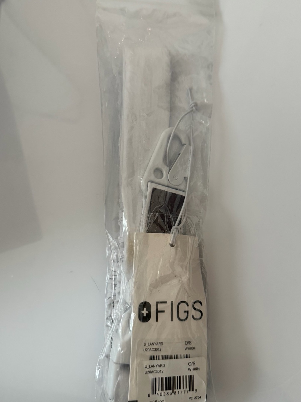 Figs White Badge Lanyard with Clip NEW